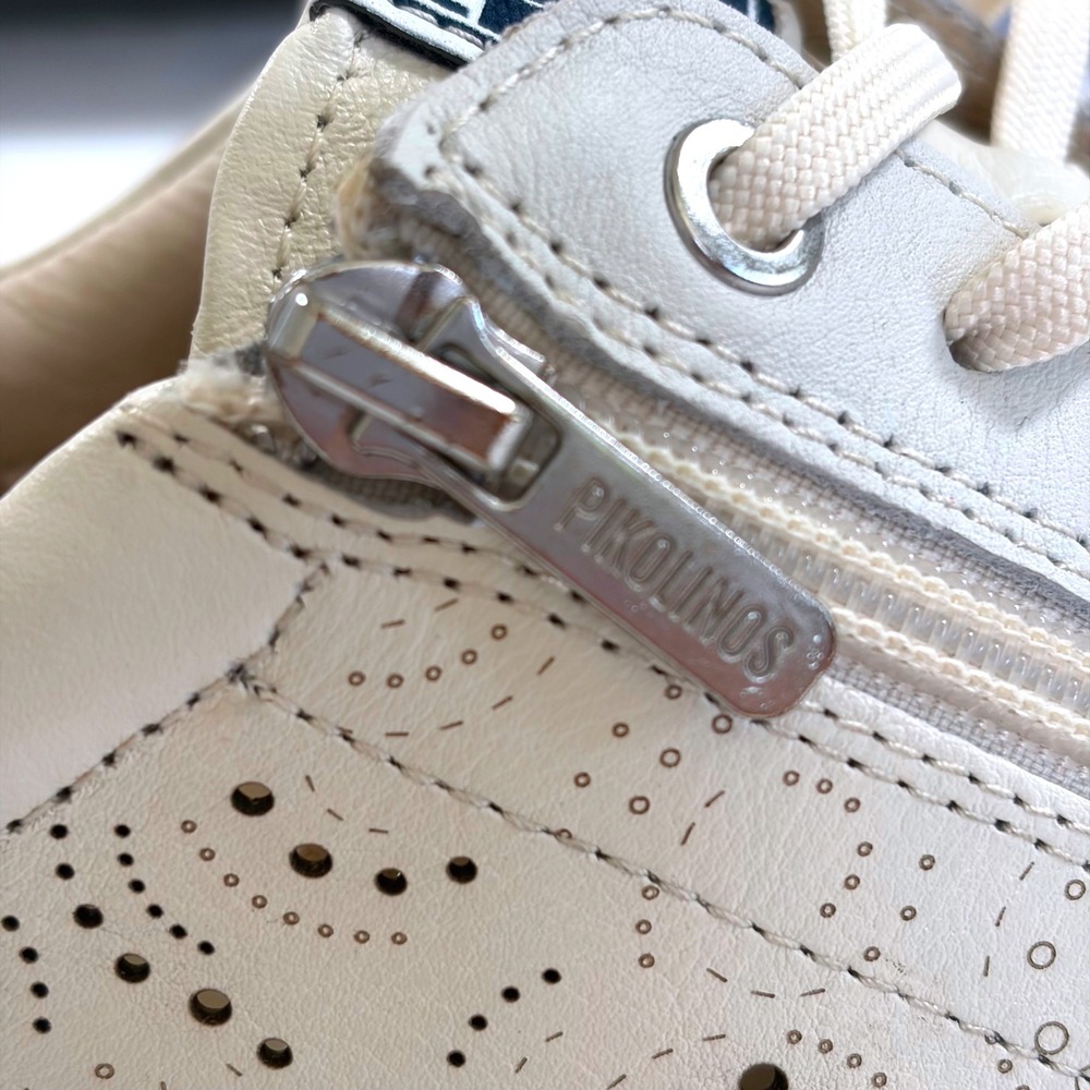 Pikolinos Cantabria Never Worn Cream Grey Leather Perforated Zip Sneakers 38 - Picture 10 of 16